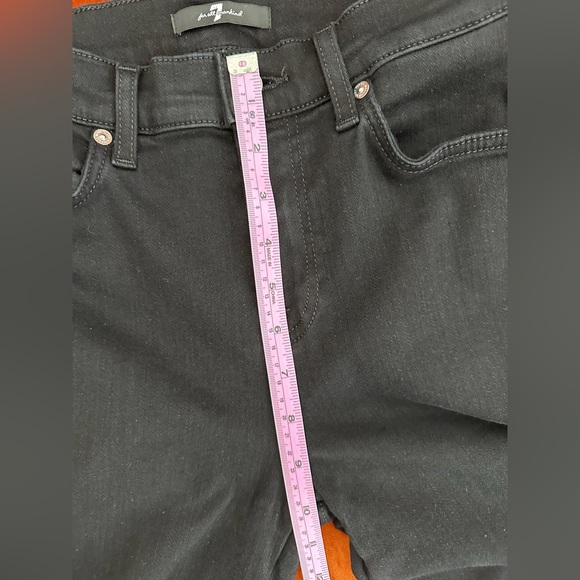 7 For All Mankind High Waist Slim Kick Black Stretch Tuxedo Stripe Jean Size 26 - Picture 12 of 14